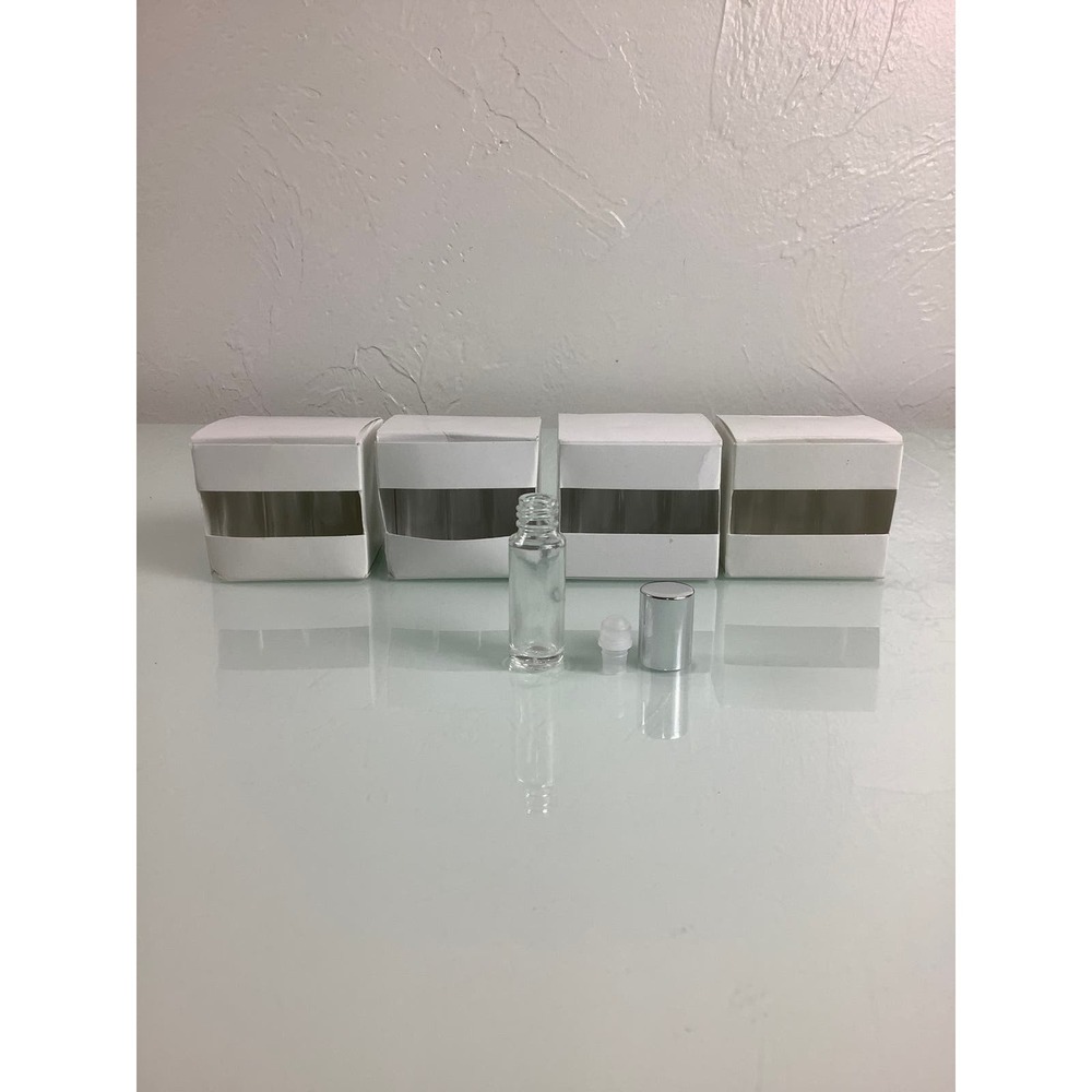 Clear glass silver cap with roll on bottles 5 ml or 1/6 oz Qty 23 units NEW